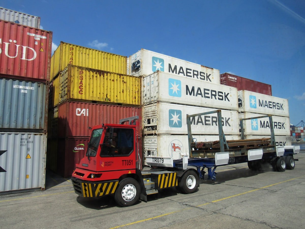 Freight truck on a highway corridor